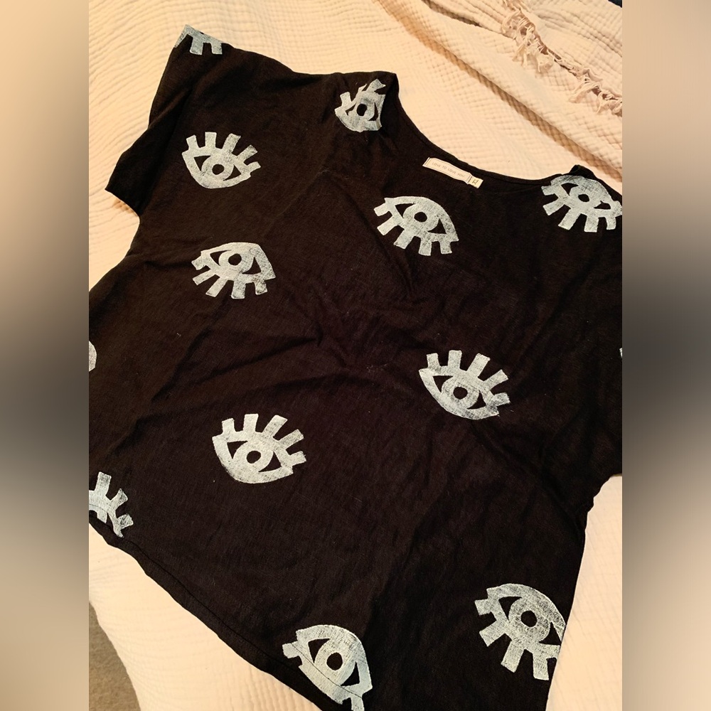 handmade cotton cropped body shirt with eye detail - XL